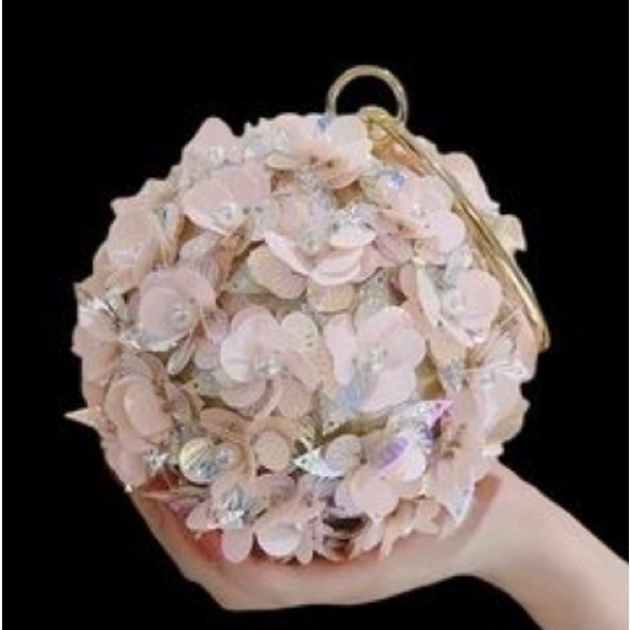 Mini ELEGANT Sequin Flower Round Evening Bag - Picture 2 of 7
